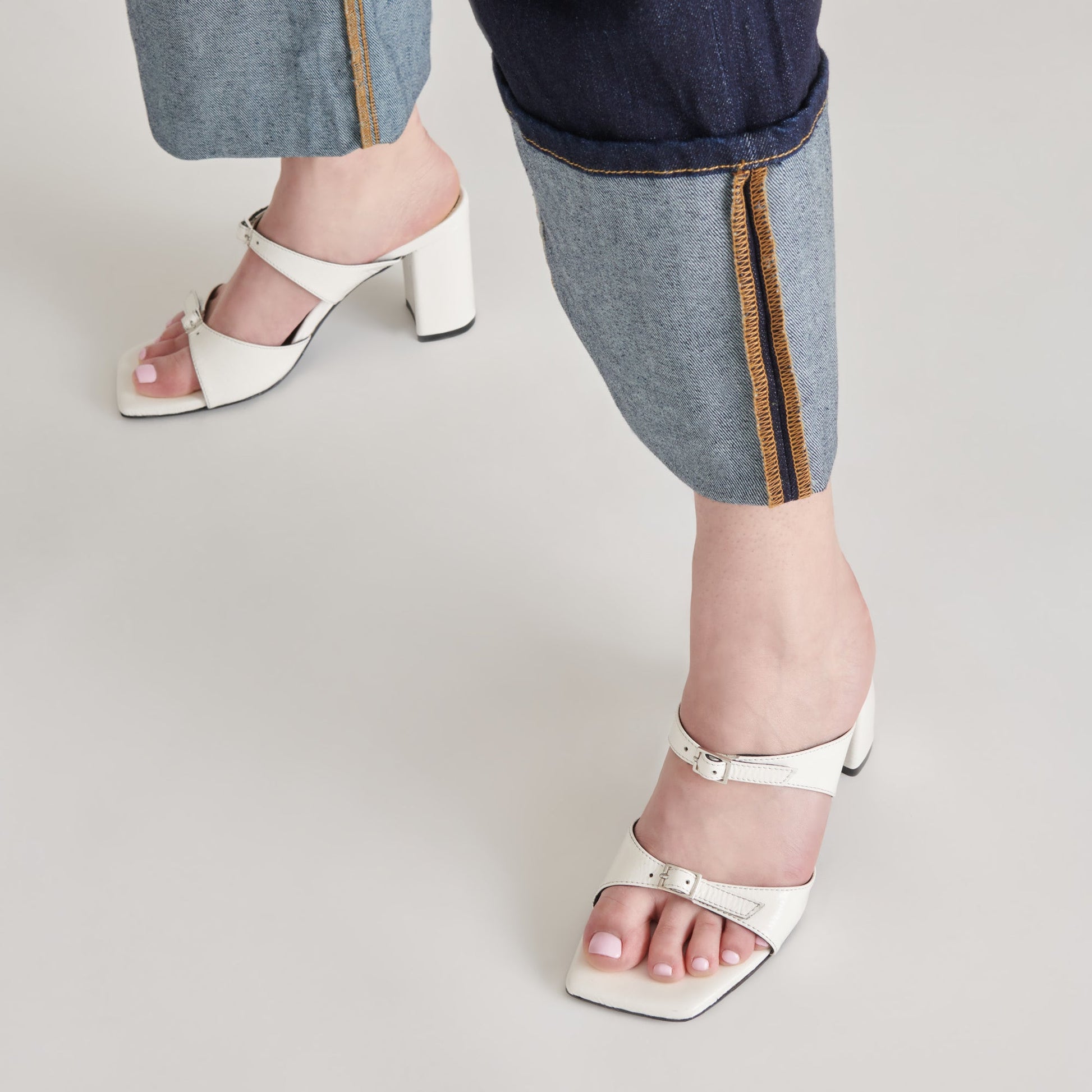SHANE HEELS OFF WHITE CRINKLE PATENT
 – Dolce Vita