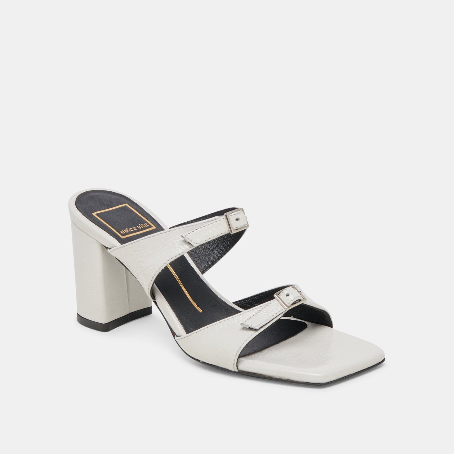 SHANE HEELS OFF WHITE CRINKLE PATENT
 – Dolce Vita