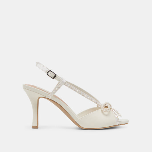 LONNY PEARL HEELS WHITE SATIN
 – Dolce Vita