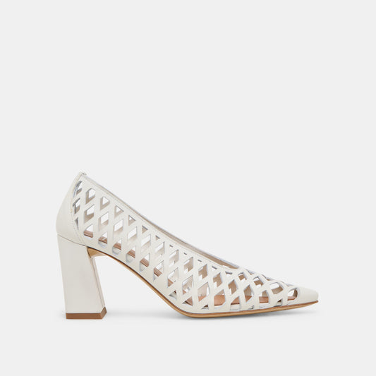 Tanya Bone Woven Leather Heels