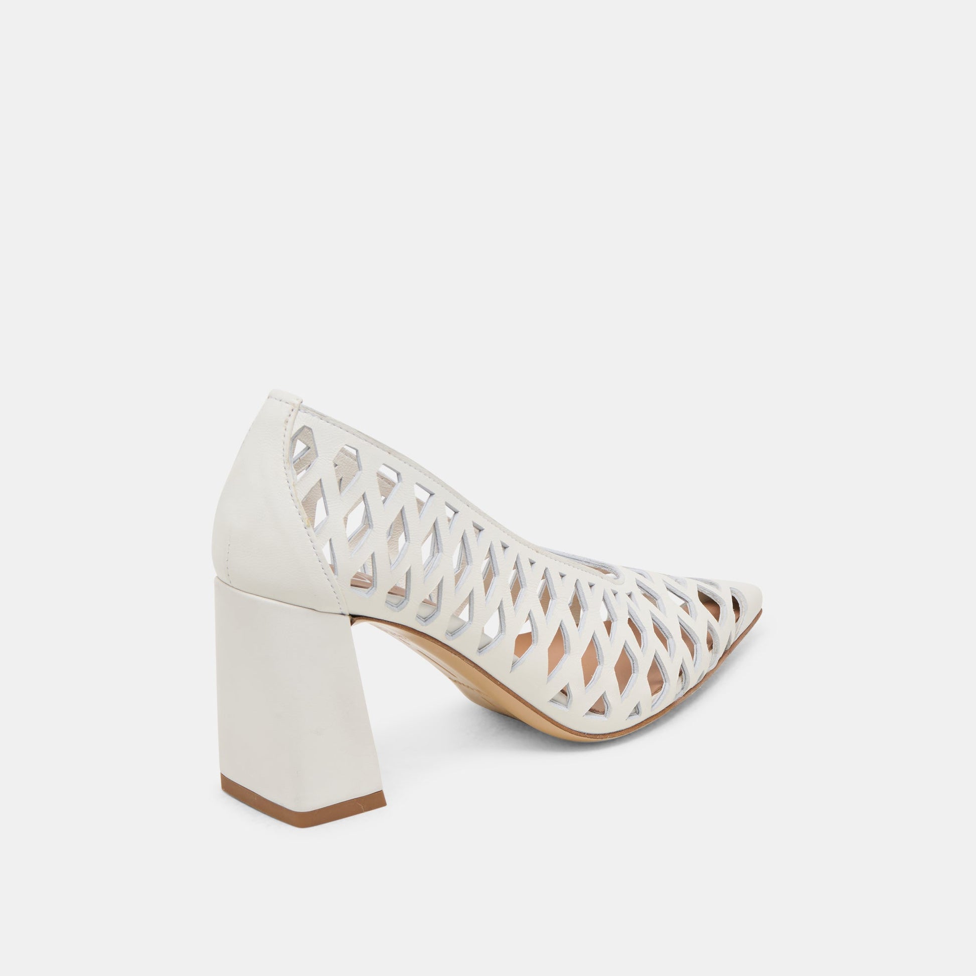 Tanya Bone Woven Leather Heels