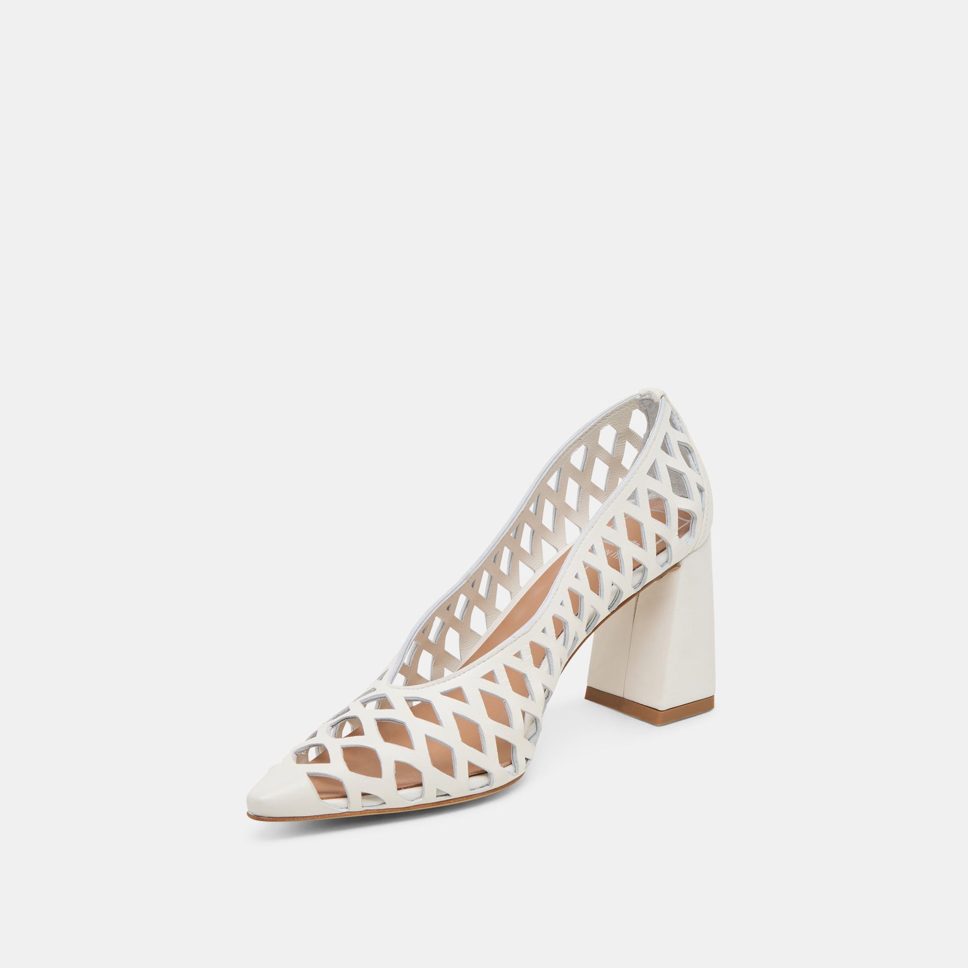 Tanya Bone Woven Leather Heels