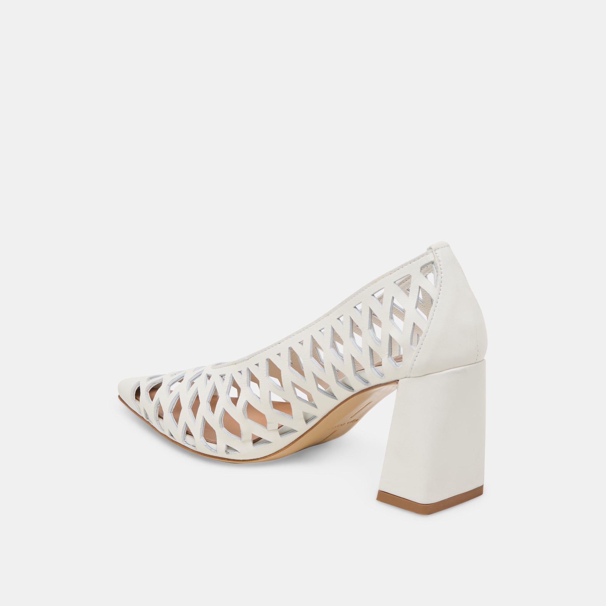 Tanya Bone Woven Leather Heels