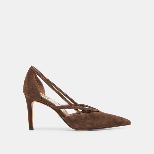 Kaine Dk Brown Suede Heels