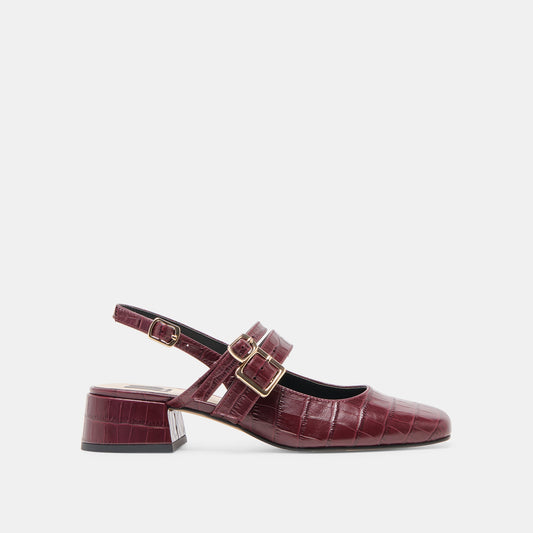 Patzy Oxblood Embossed Leather Heels