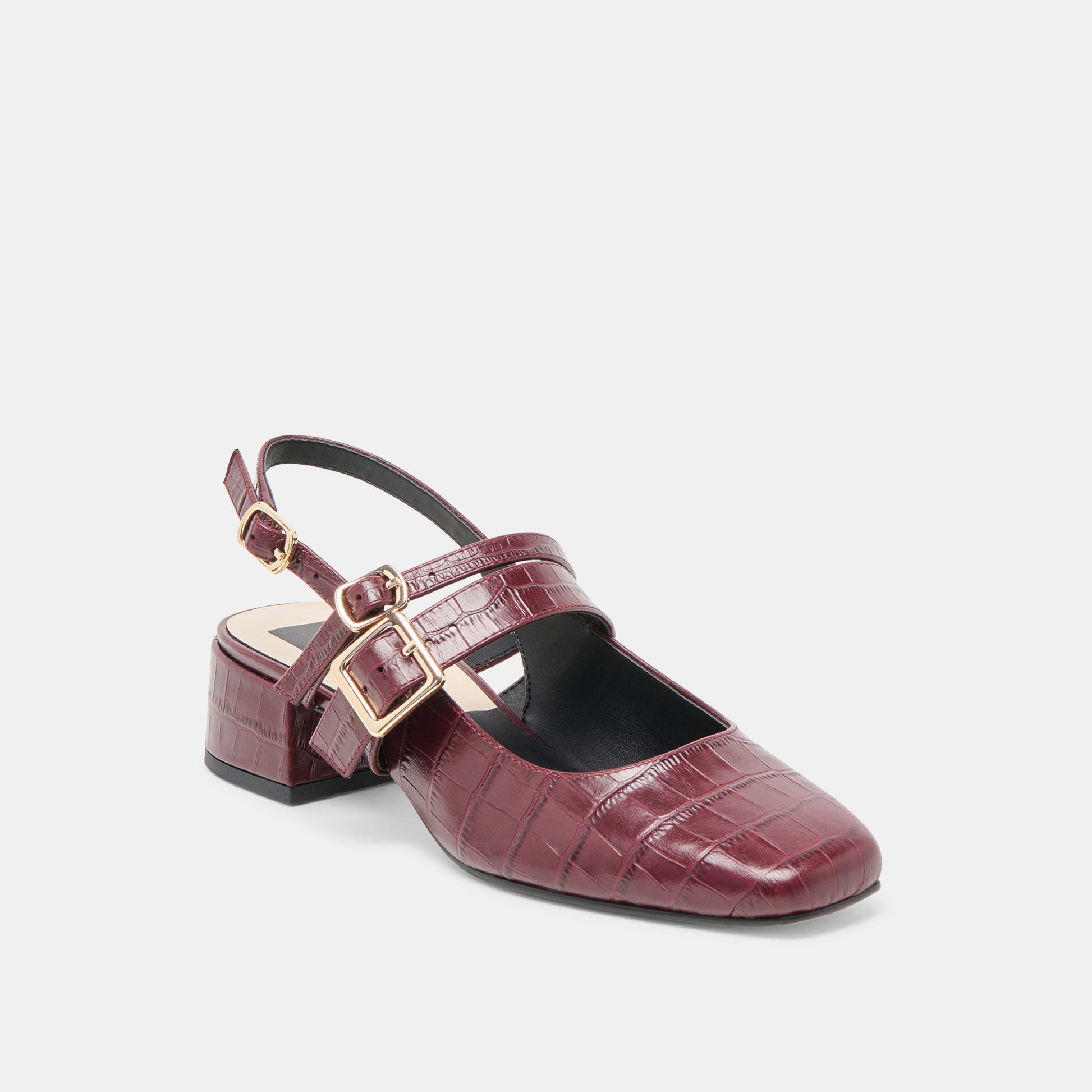 Patzy Oxblood Embossed Leather Heels