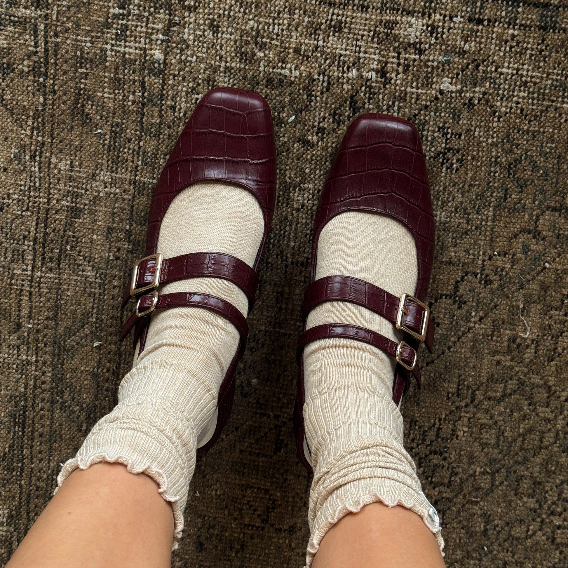 Patzy Oxblood Embossed Leather Heels