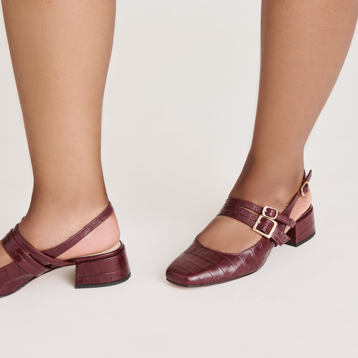 Patzy Oxblood Embossed Leather Heels