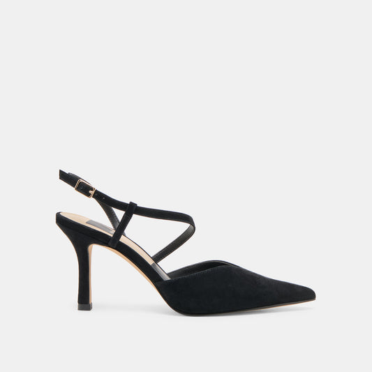 Kamra Onyx Suede Heels