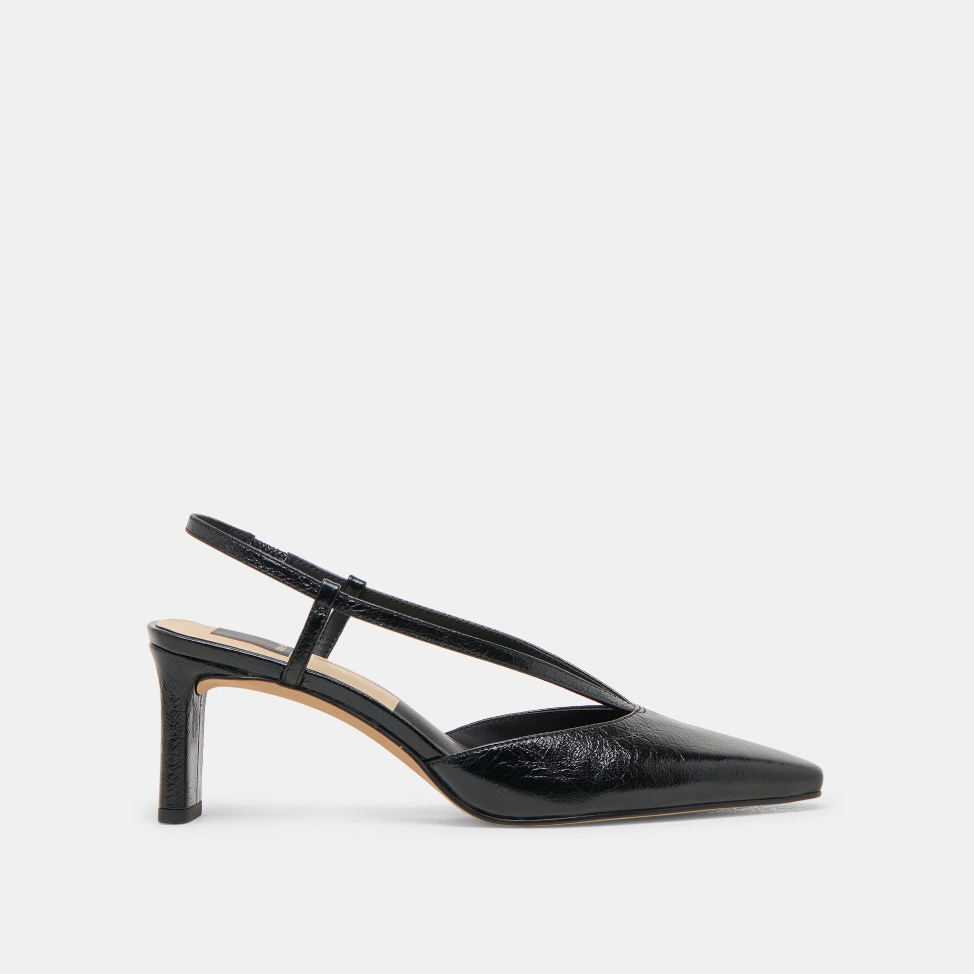 Ginay Black Leather Heels