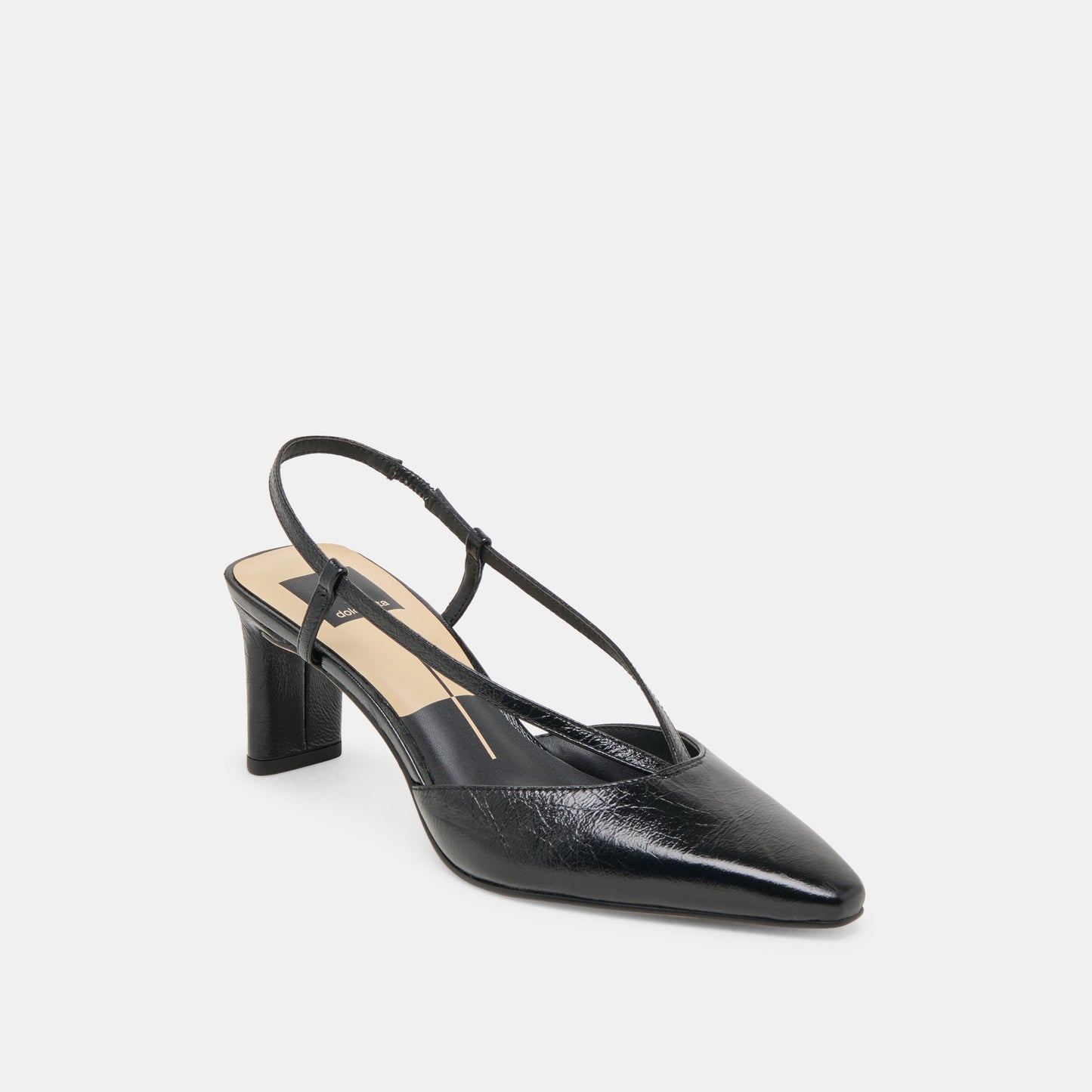 Ginay Black Leather Heels