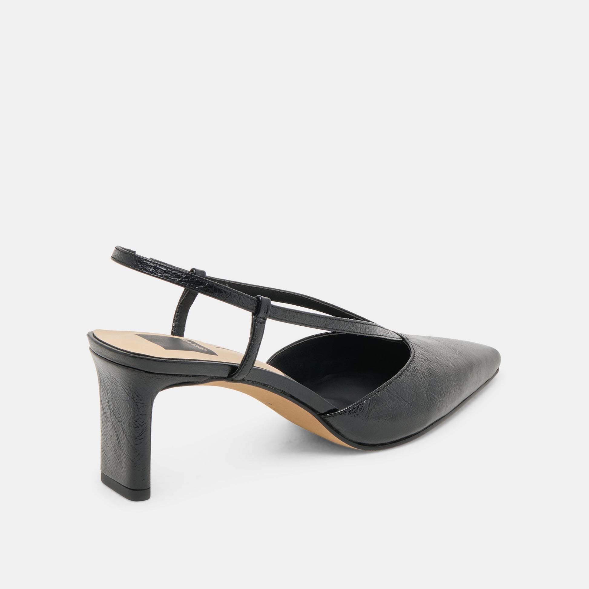 Ginay Black Leather Heels