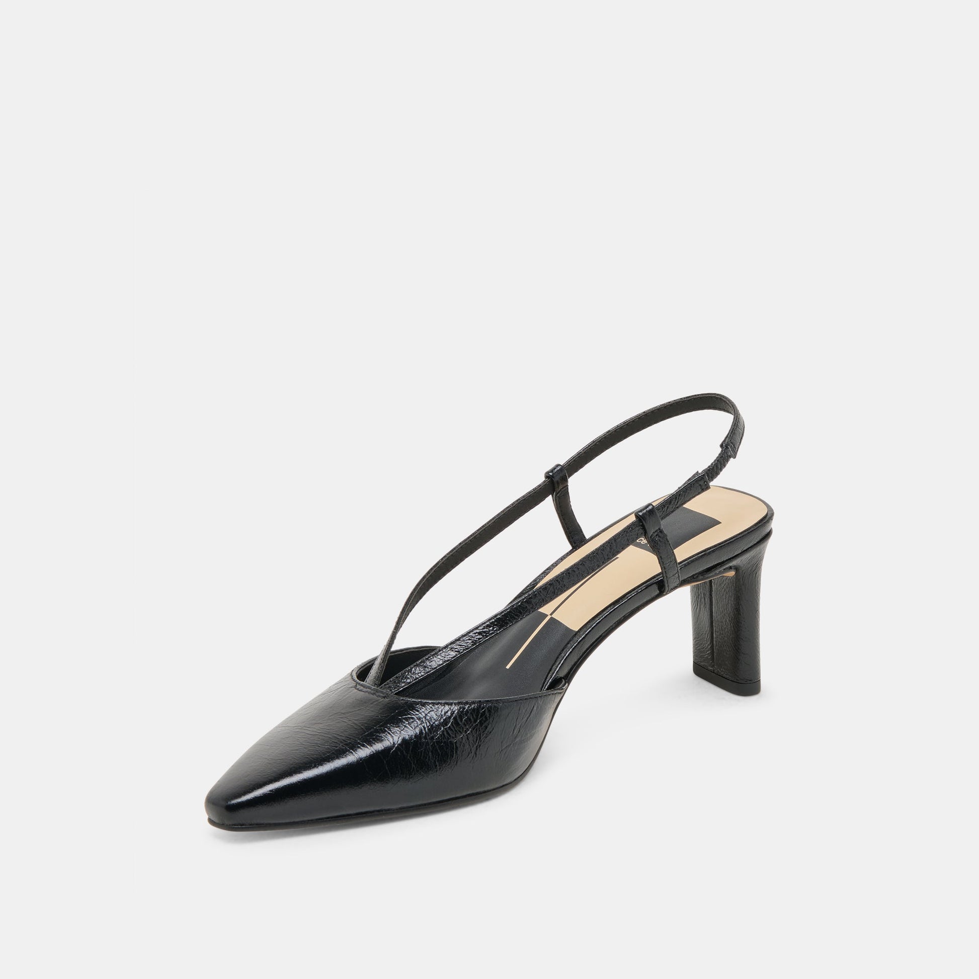 Ginay Black Leather Heels