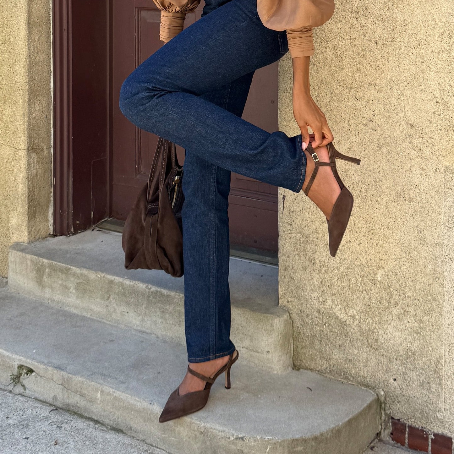Kamra Dk Brown Suede Heels