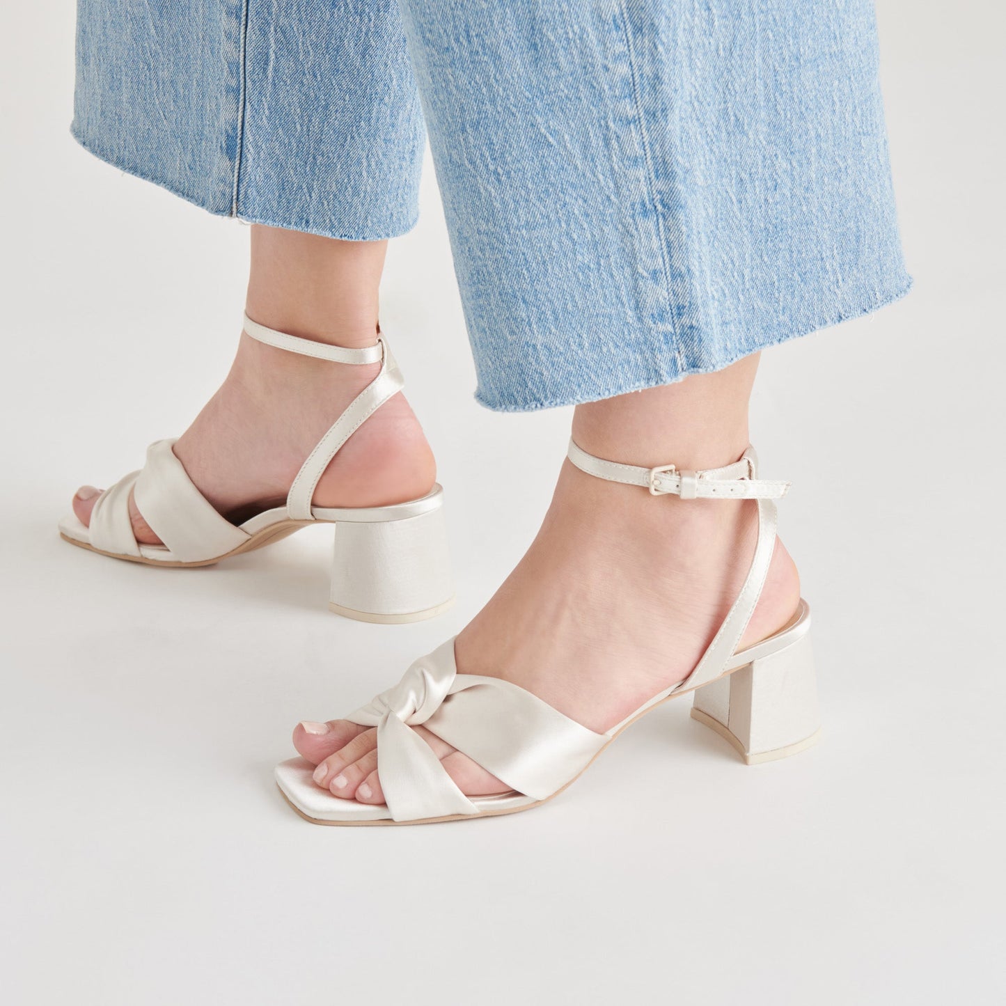 Brenna Ivory Satin Heels