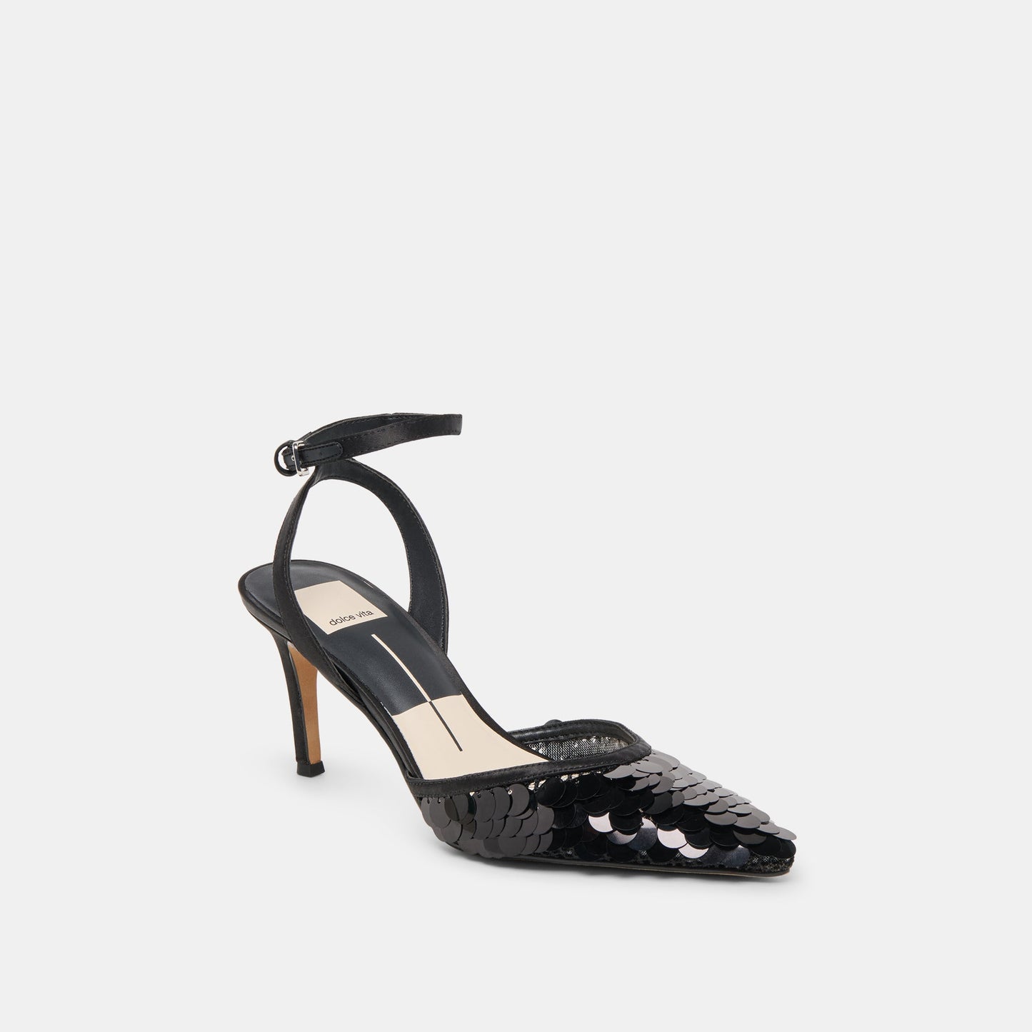 Elizza Confetti Onyx Woven Mesh Heels