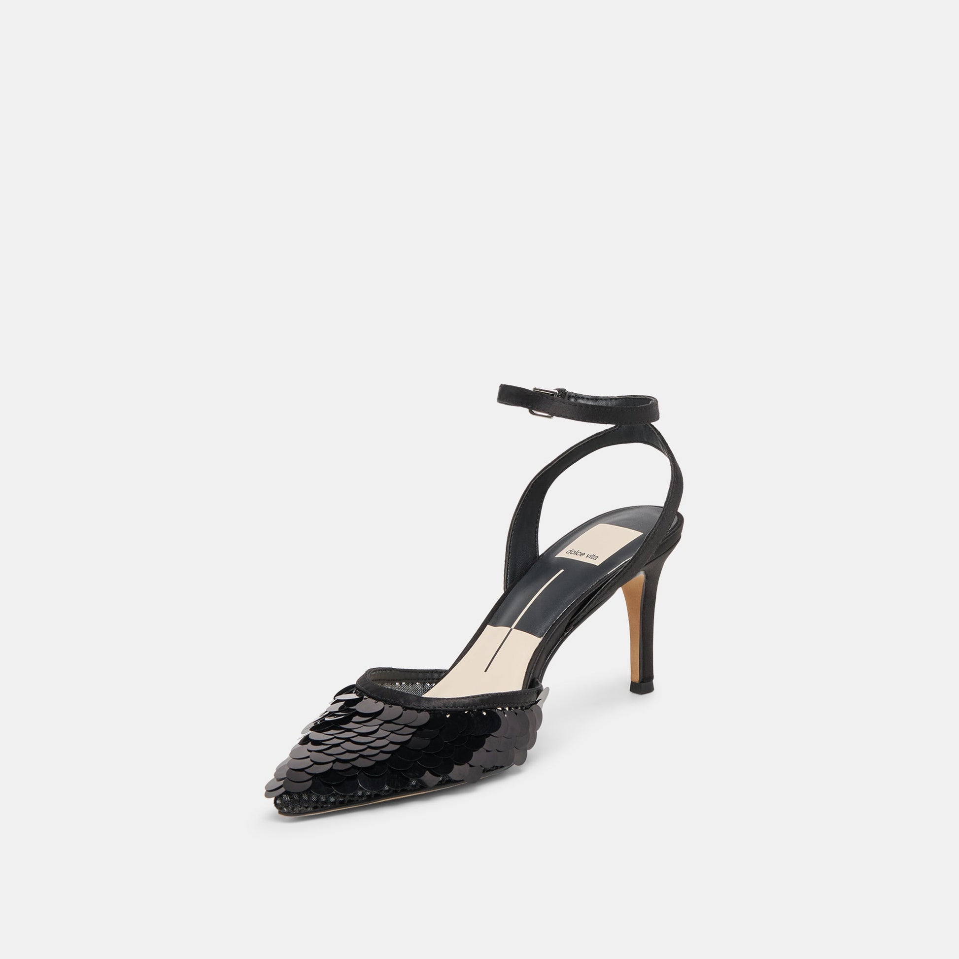 Elizza Confetti Onyx Woven Mesh Heels