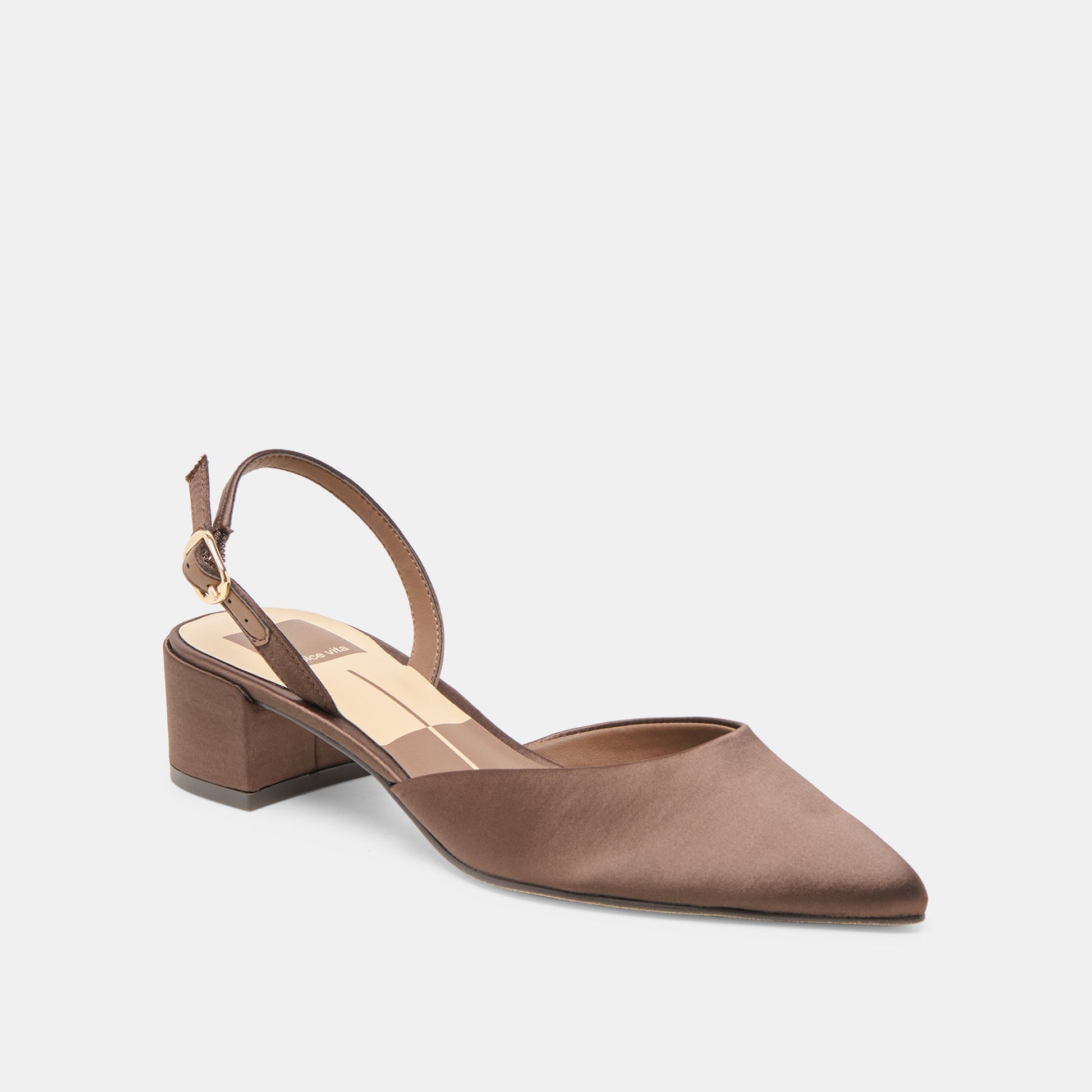 Carel Dk Brown Satin Heels
