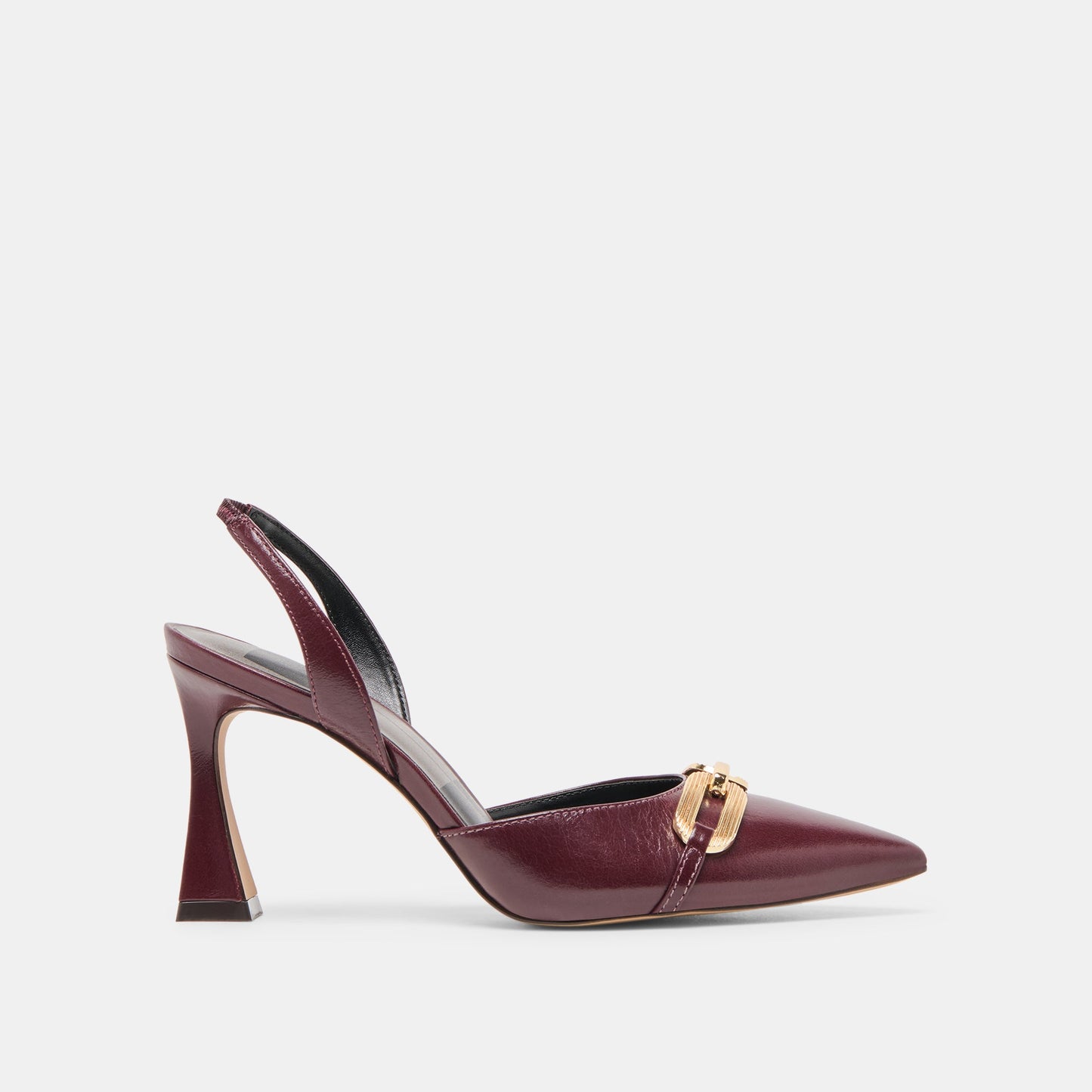 Malik Cranberry Crinkle Patent Heels