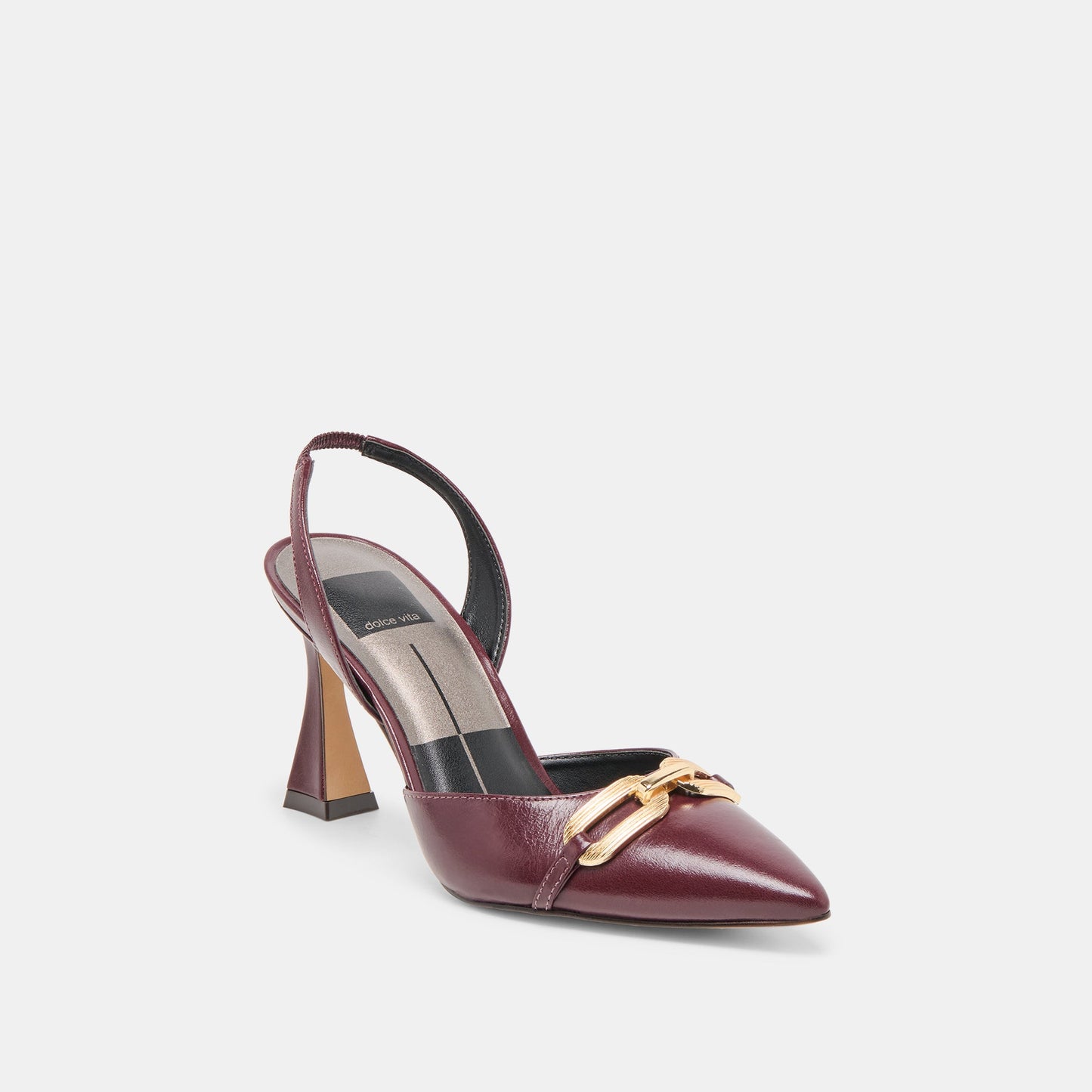 Malik Cranberry Crinkle Patent Heels