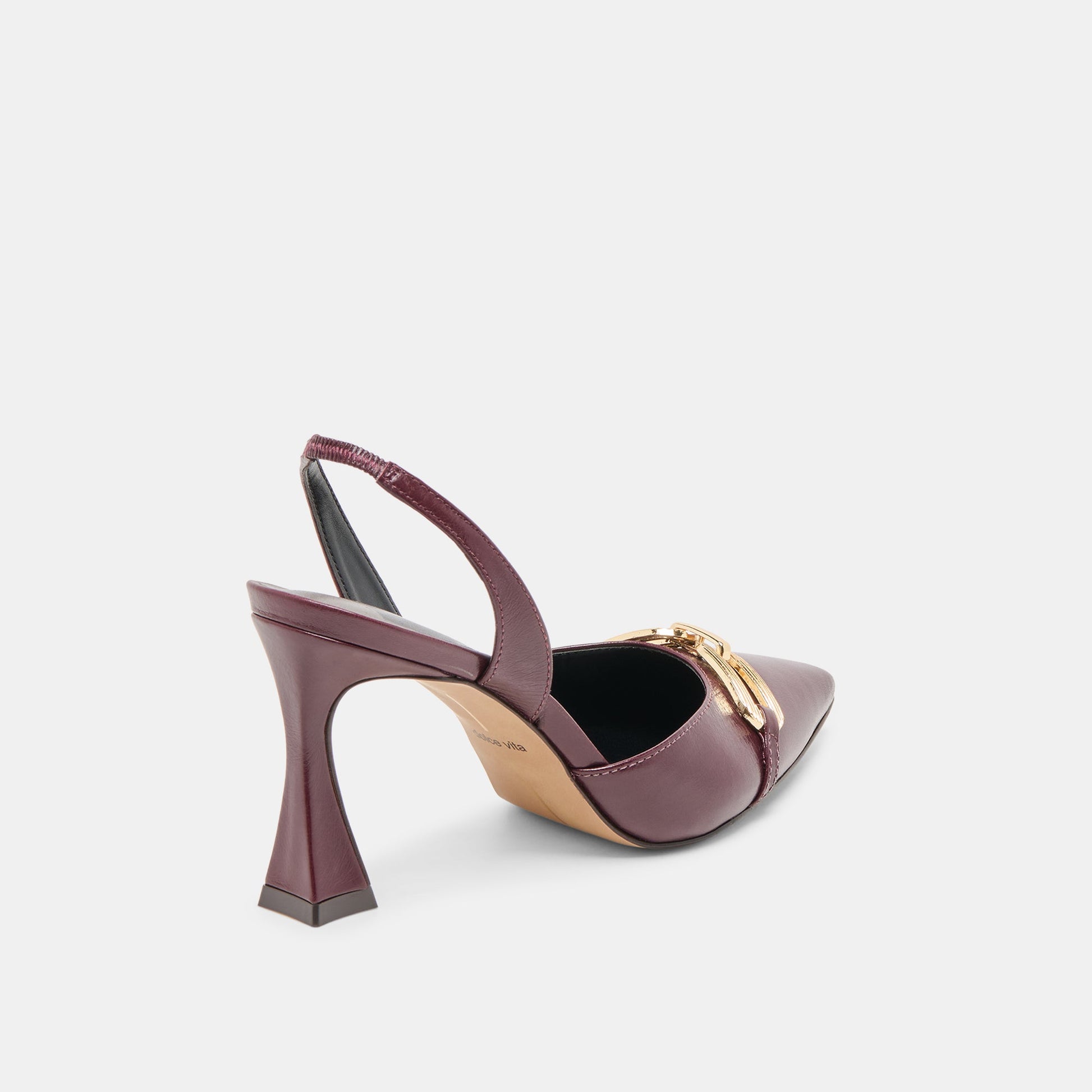 Malik Cranberry Crinkle Patent Heels