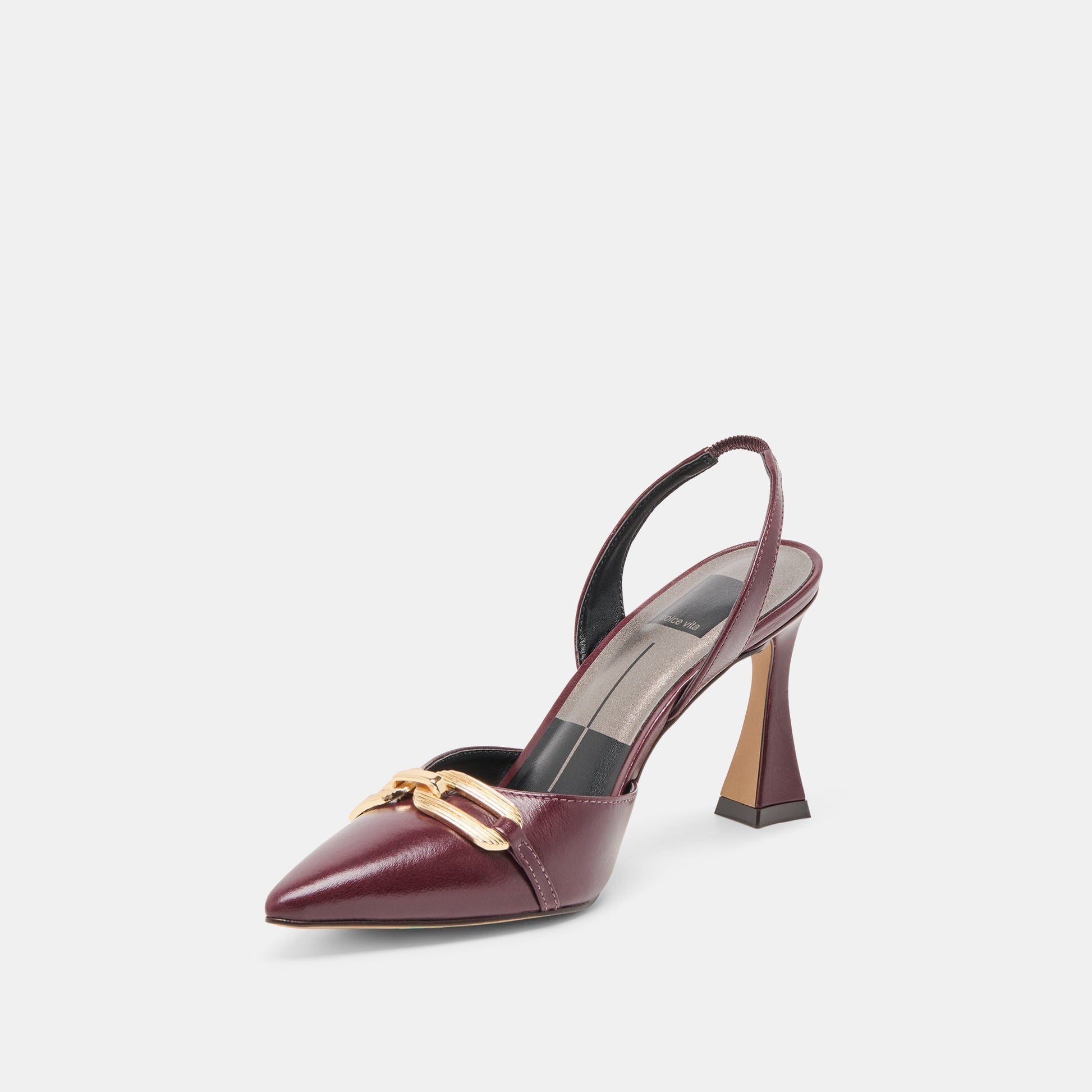 Malik Cranberry Crinkle Patent Heels