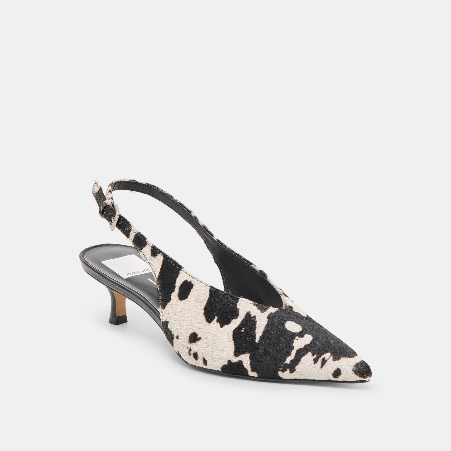 Alenna Black White Taurus Calf Hair Heels