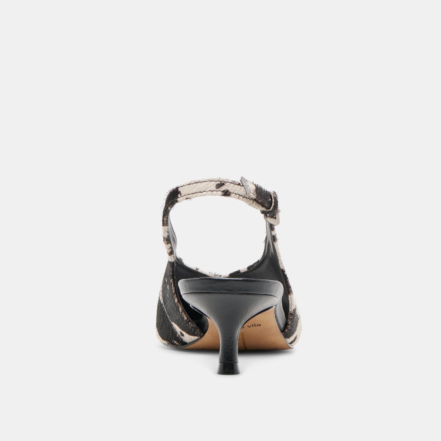 Alenna Black White Taurus Calf Hair Heels