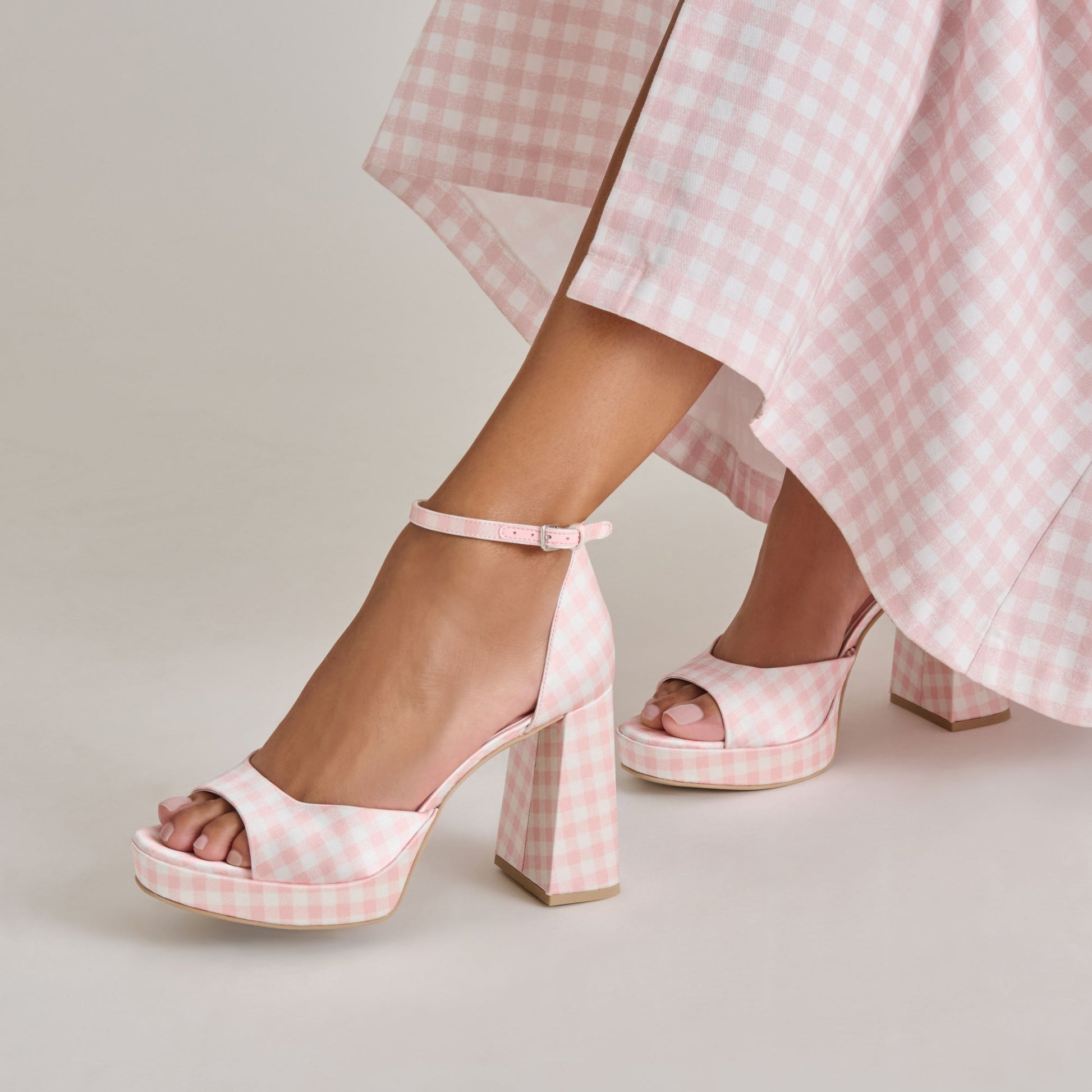 Reyes X Byrdie Golf Pink Plaid Gingham Heels
