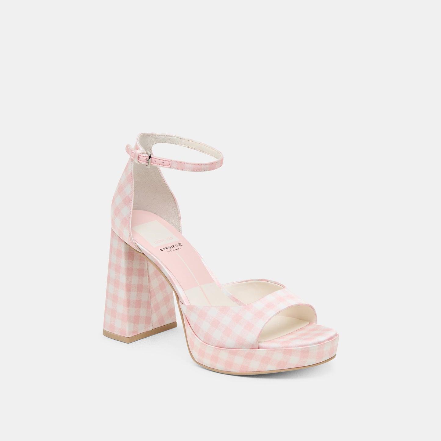 Reyes X Byrdie Golf Pink Plaid Gingham Heels