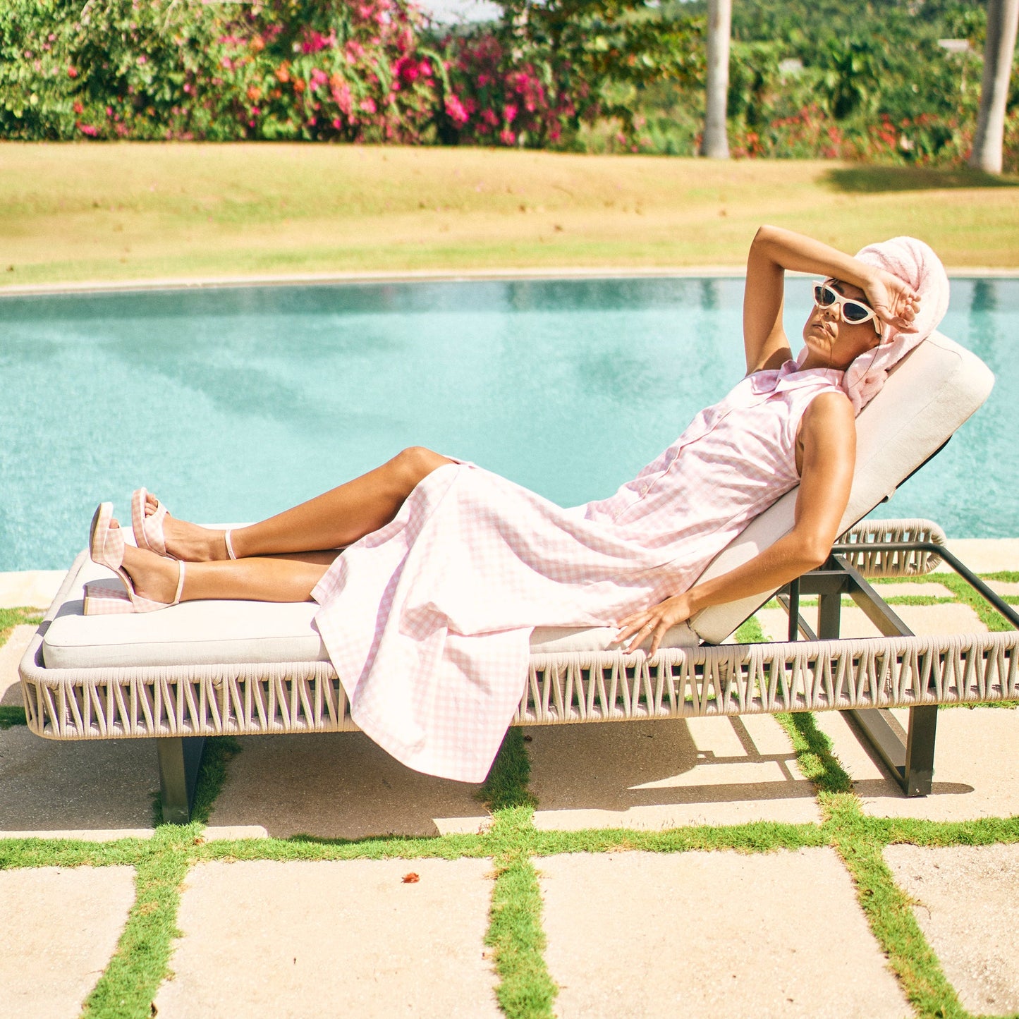 Reyes X Byrdie Golf Pink Plaid Gingham Heels