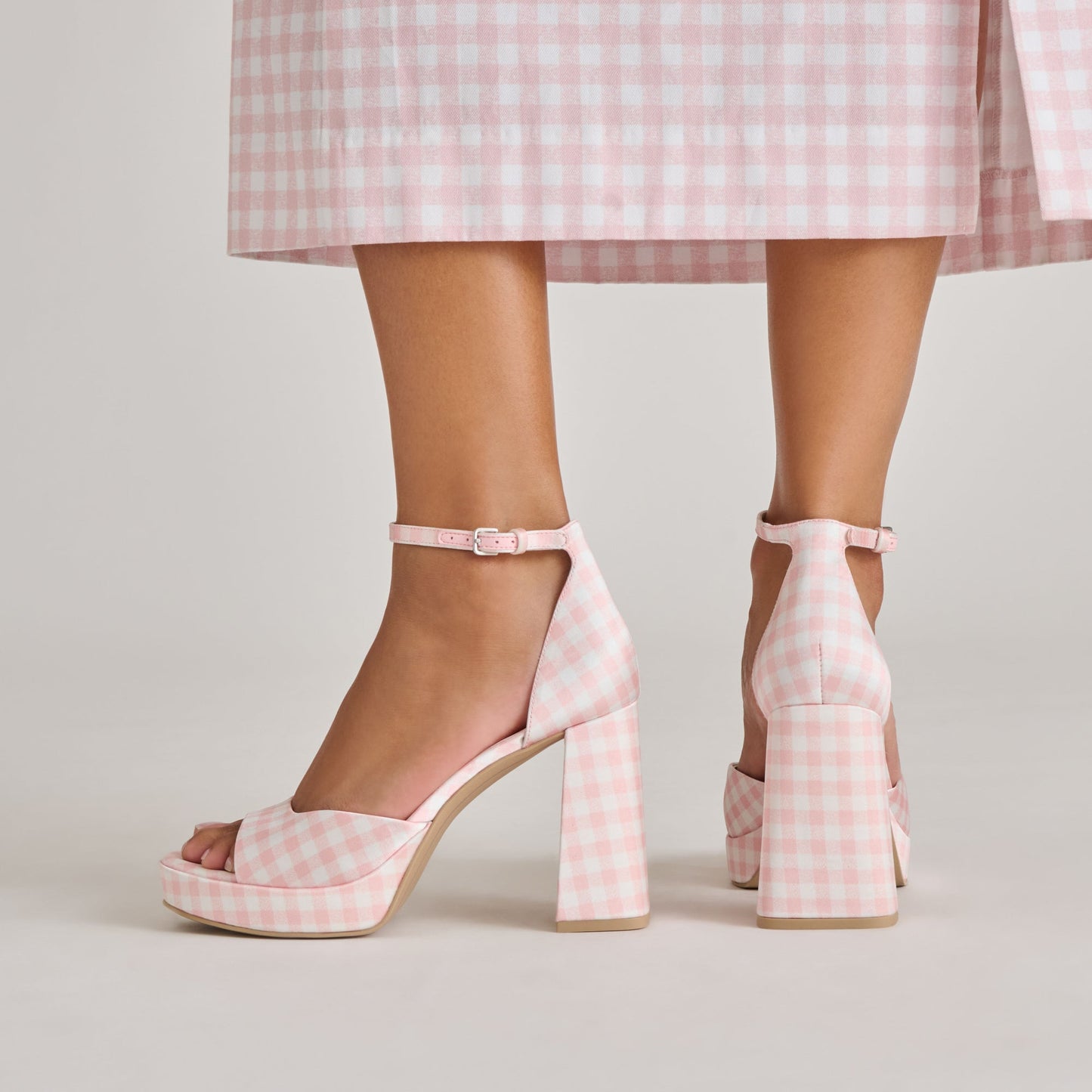 Reyes X Byrdie Golf Pink Plaid Gingham Heels