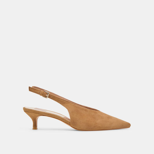 Alenna Lt Brown Suede Heels