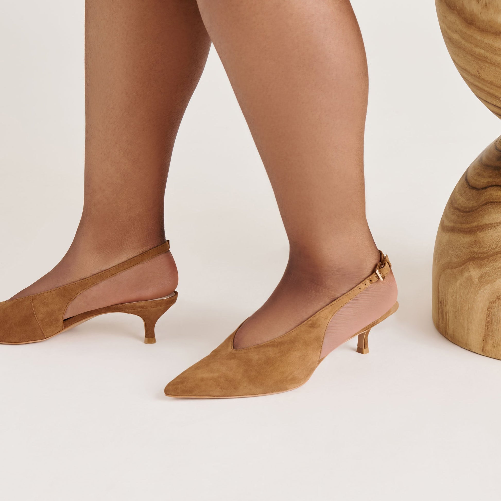 Alenna Lt Brown Suede Heels