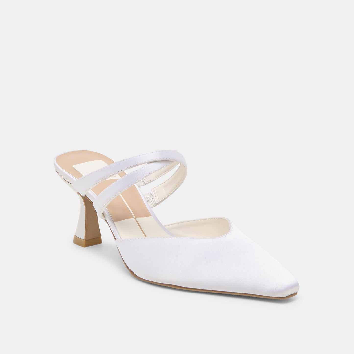Linore True White Satin Heels