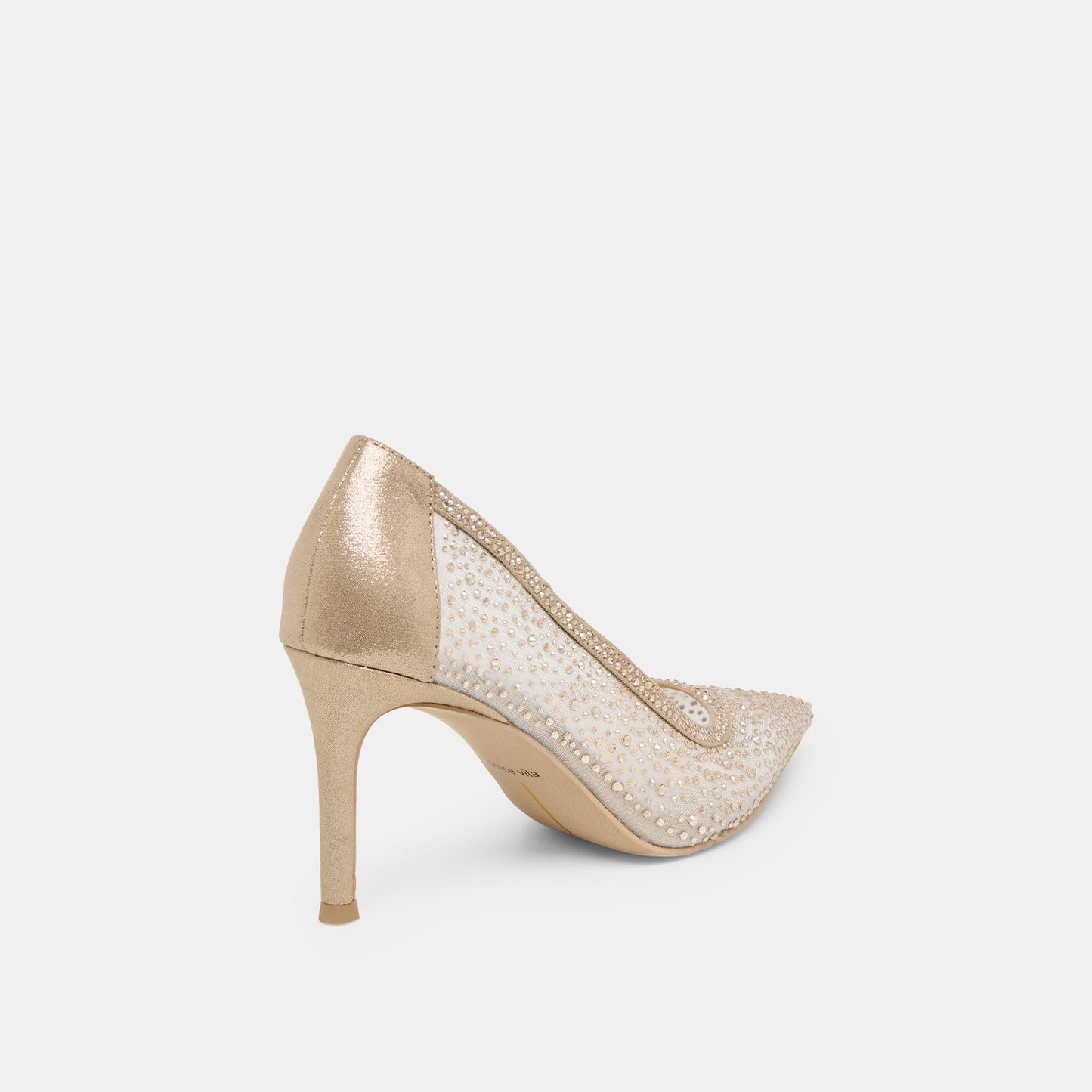 Kashe Crystal Lt Gold Mesh Heels