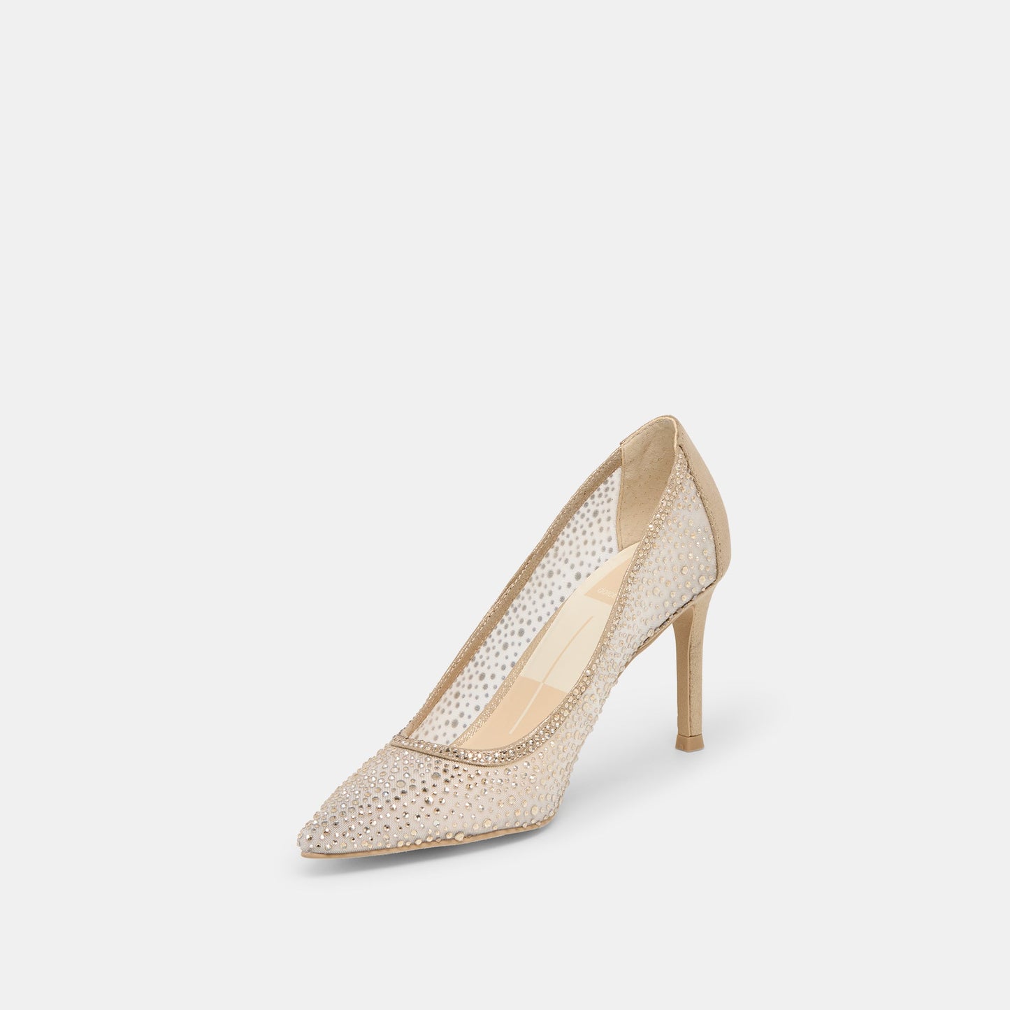 Kashe Crystal Lt Gold Mesh Heels