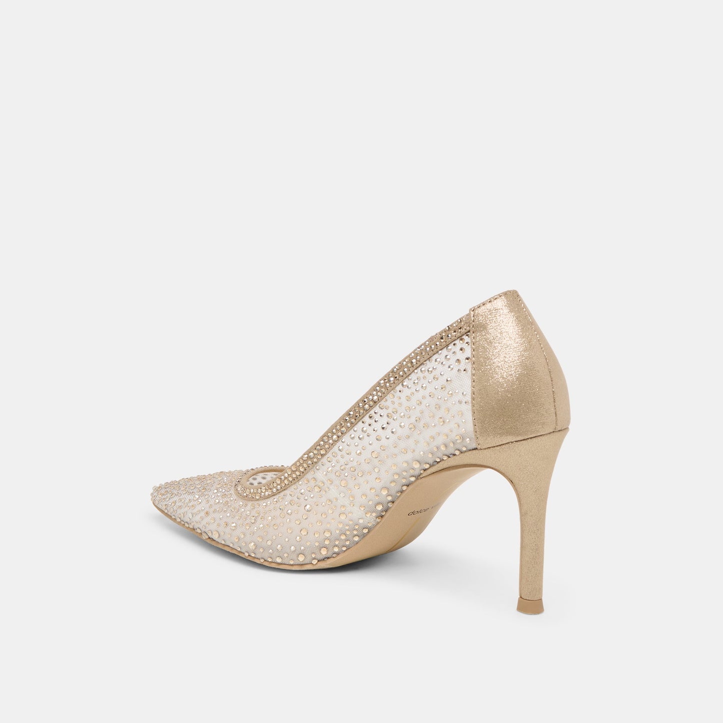 Kashe Crystal Lt Gold Mesh Heels