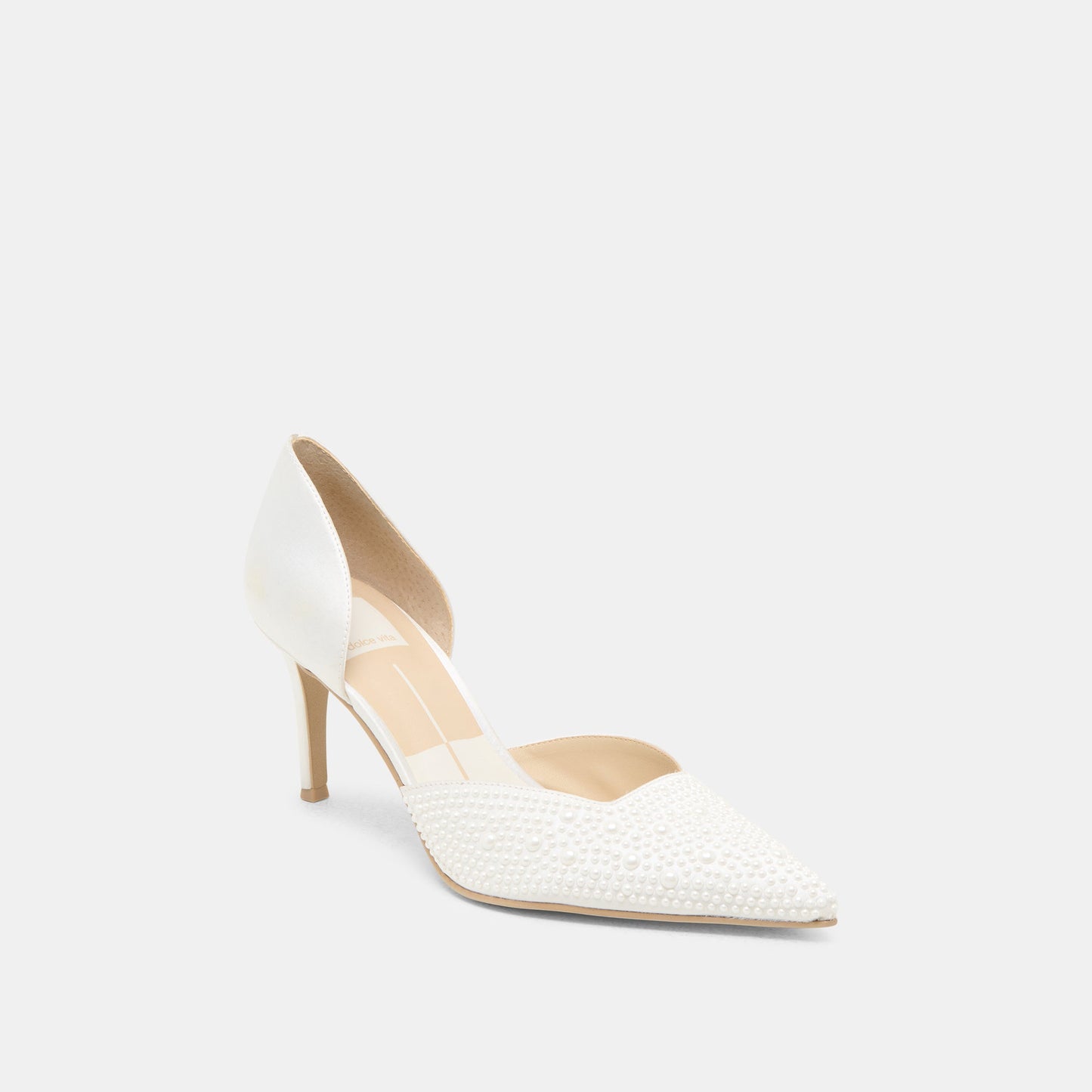Eloy Pearl Off White Satin Heels