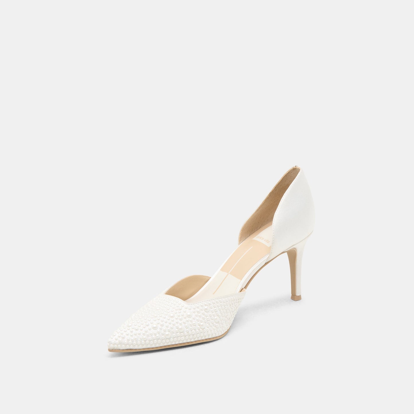 Eloy Pearl Off White Satin Heels