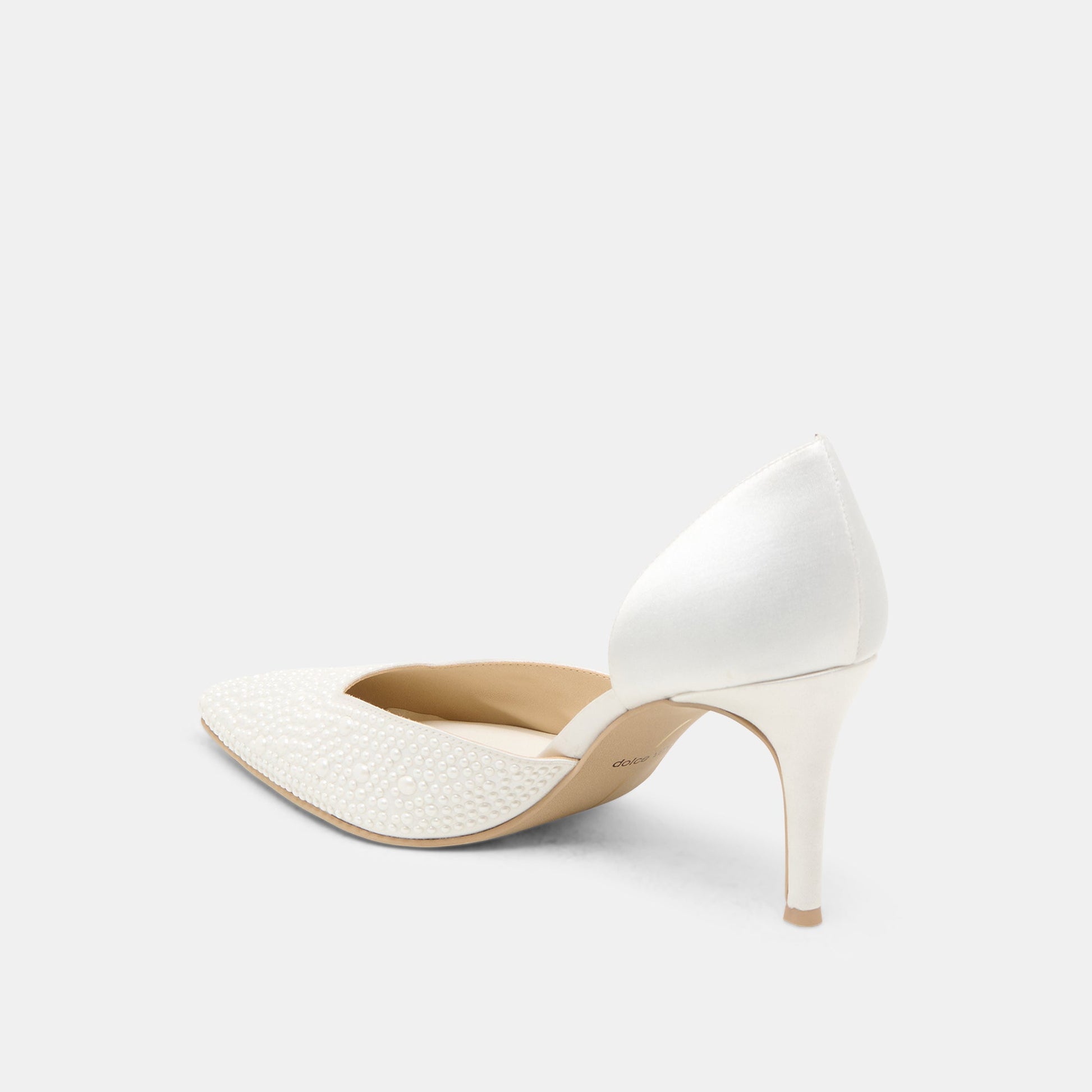 Eloy Pearl Off White Satin Heels