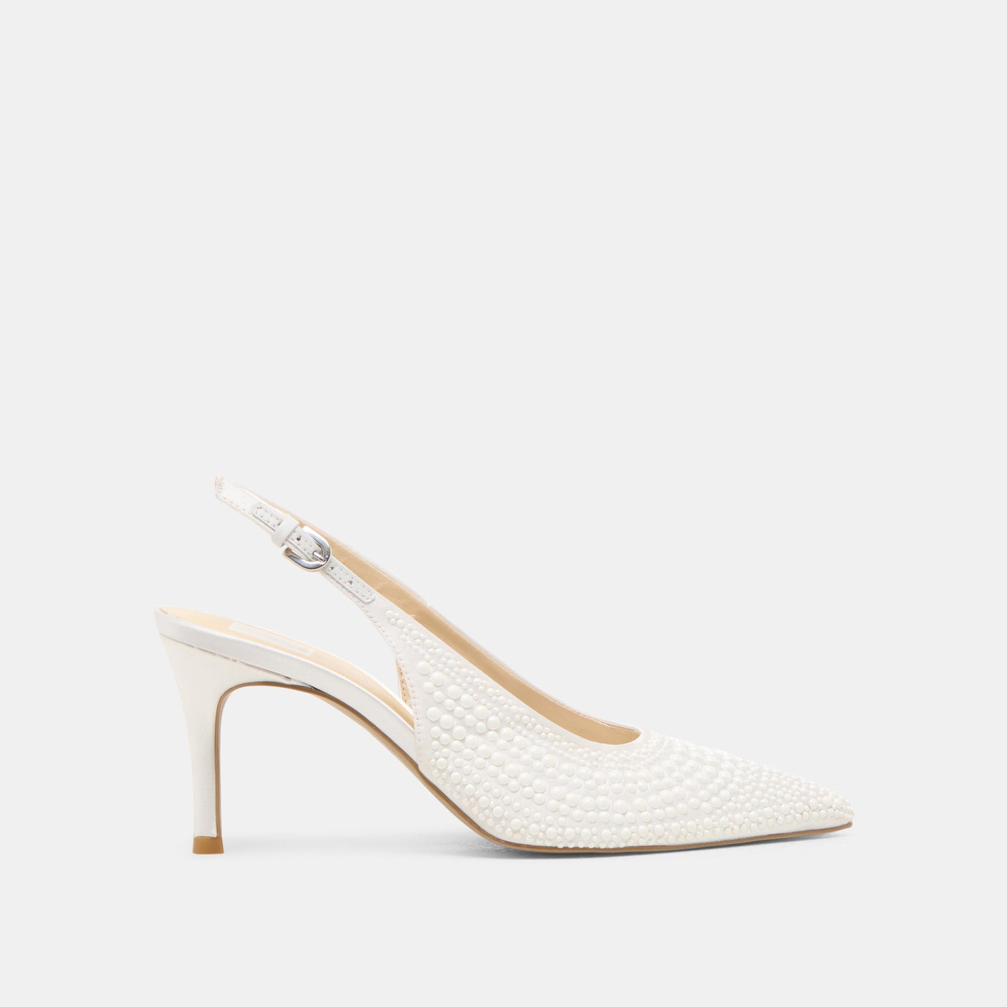 Elasi Pearl Off White Satin Heels