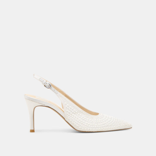 Elasi Pearl Off White Satin Heels