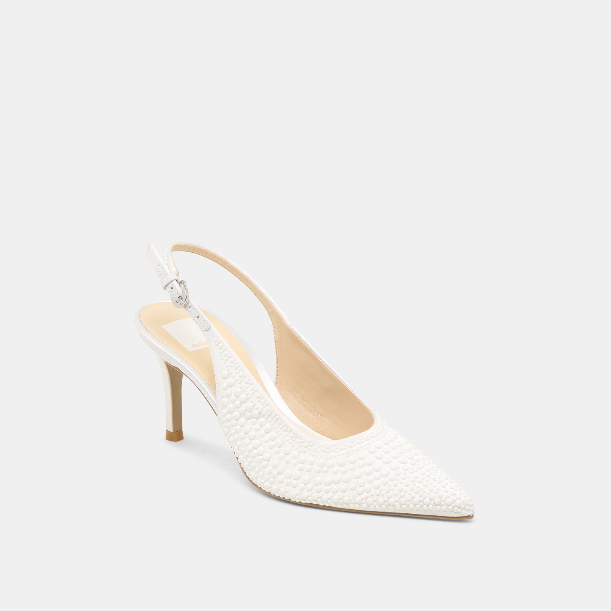 Elasi Pearl Off White Satin Heels