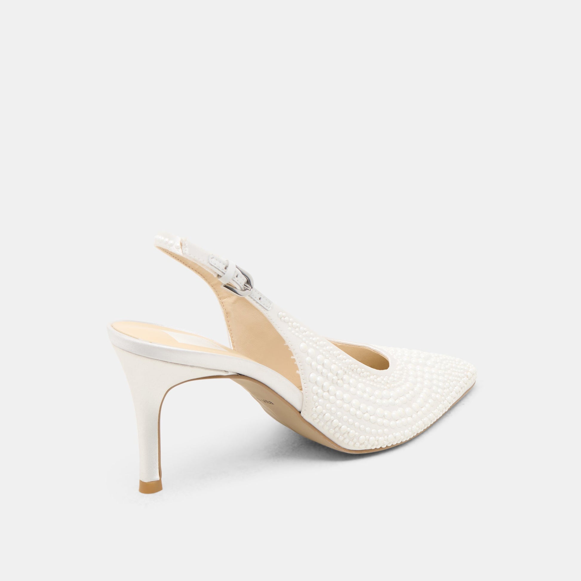 Elasi Pearl Off White Satin Heels