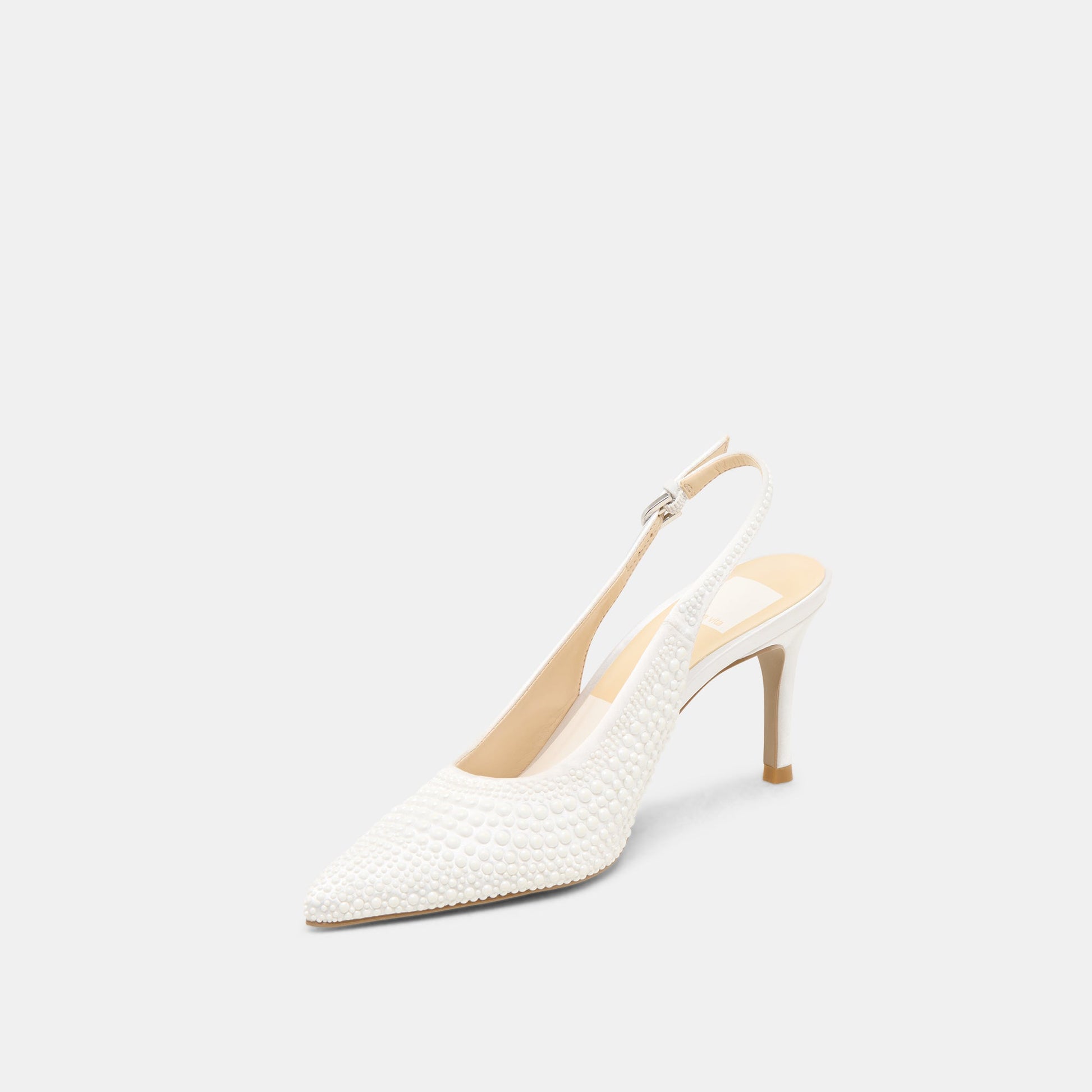 Elasi Pearl Off White Satin Heels
