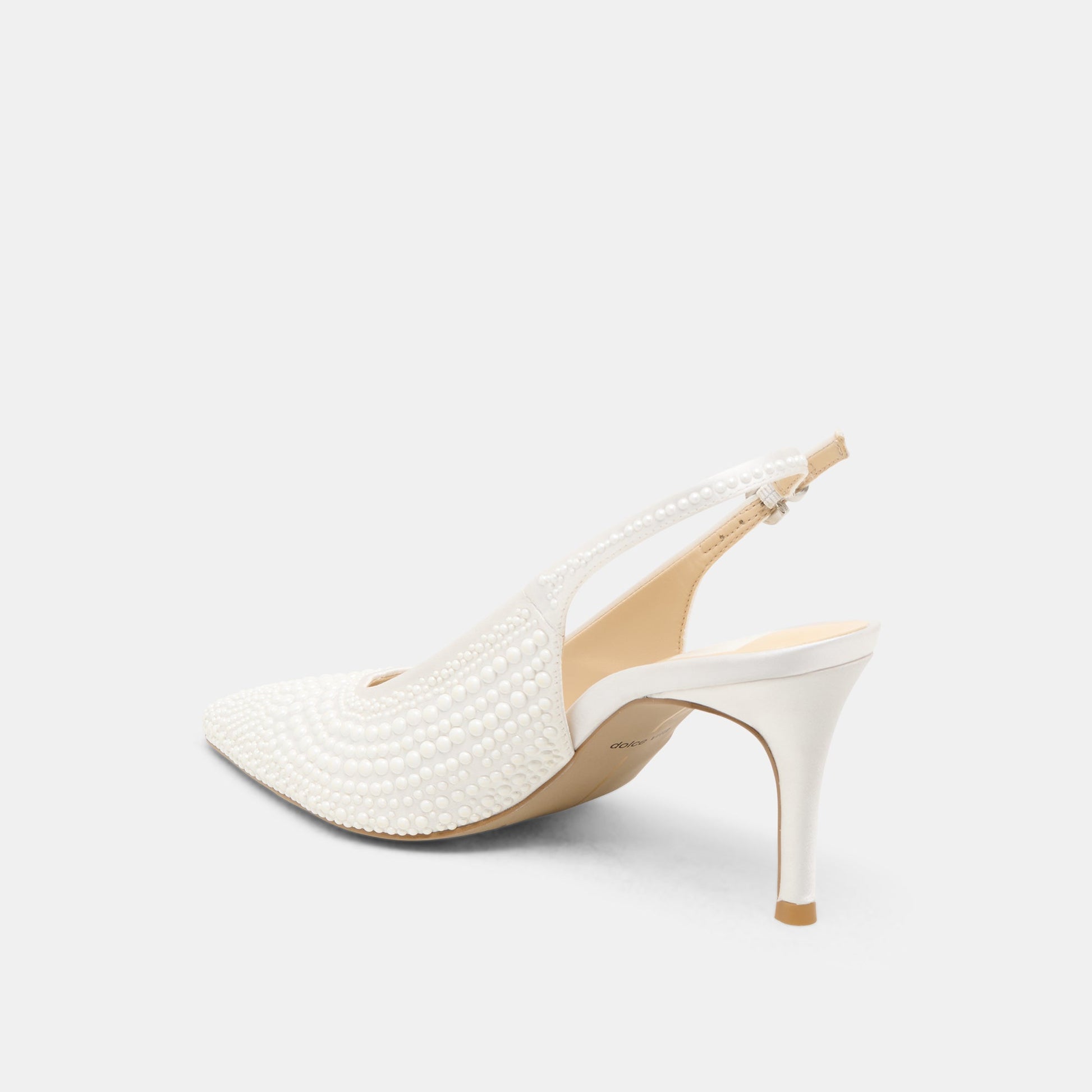 Elasi Pearl Off White Satin Heels