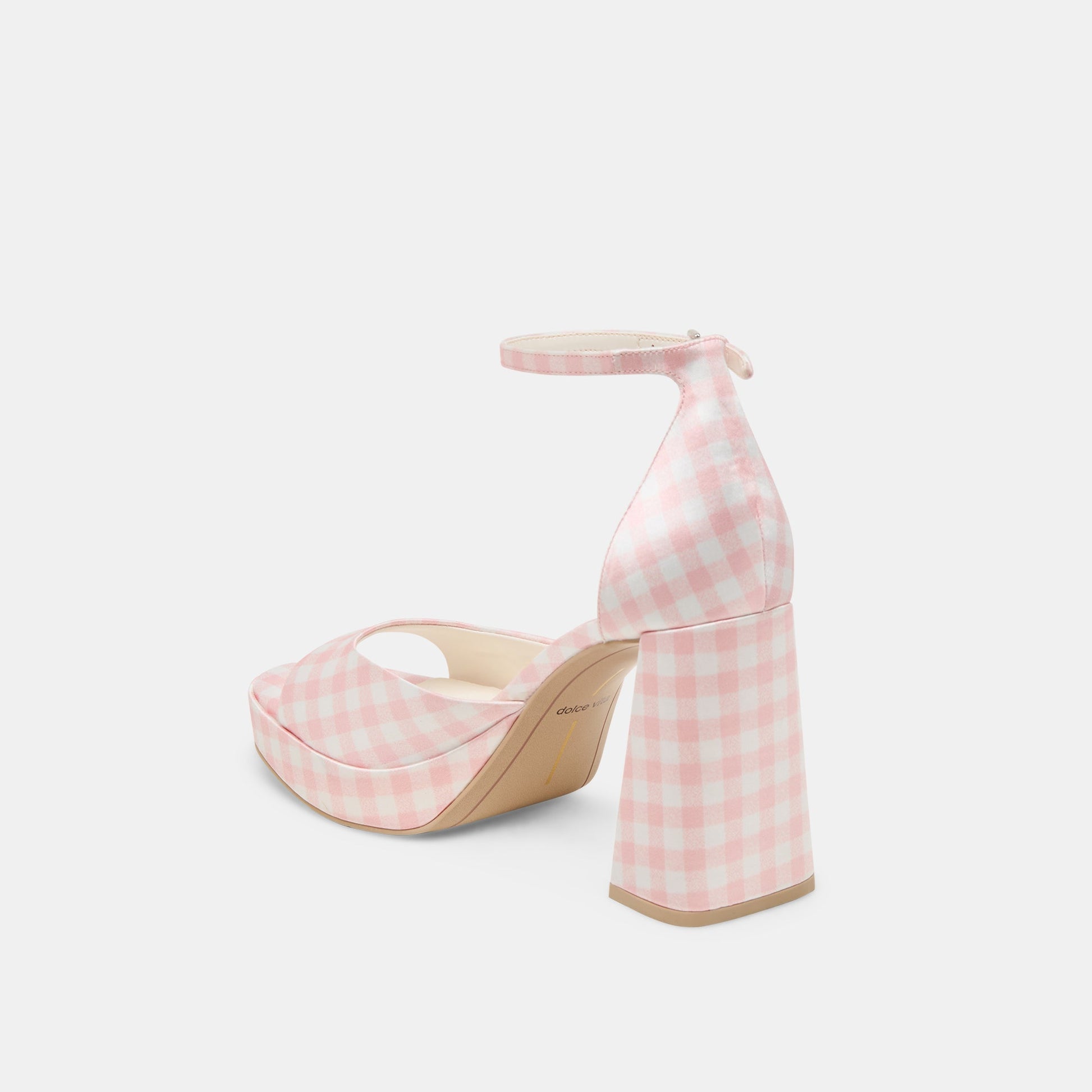 Pandro X Byrdie Golf Pink Plaid Gingham Wide Heels