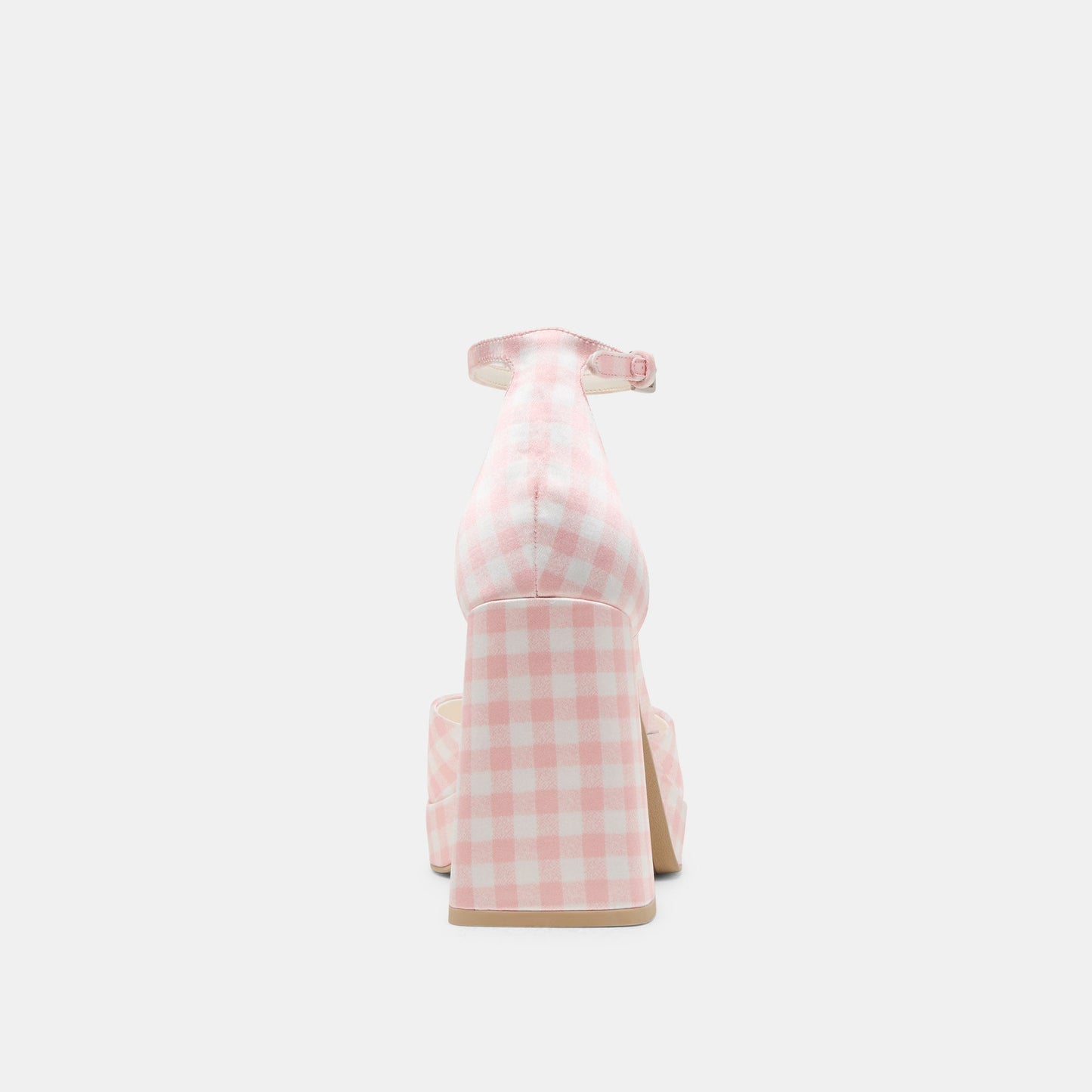 Pandro X Byrdie Golf Pink Plaid Gingham Wide Heels