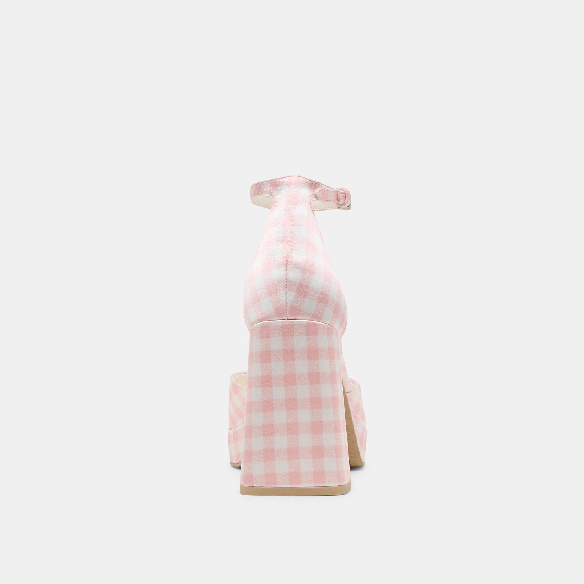 Pandro X Byrdie Golf Pink Plaid Gingham Wide Heels